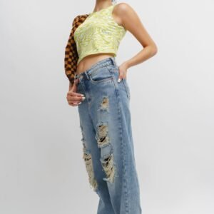 Blue Distress Women's Slouchy Jeans