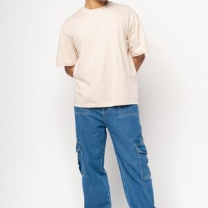 Blue Men's Baggy Straight Cargo Jeans