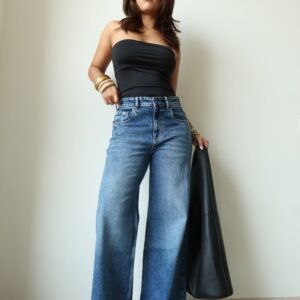 Dark Horizon Stone Wash Wide Leg Jeans