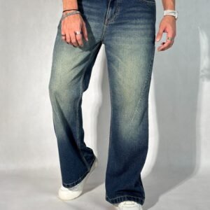 New Aged Wash Straight A Line Jeans