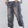Damage Blue Straight Fit Jeans