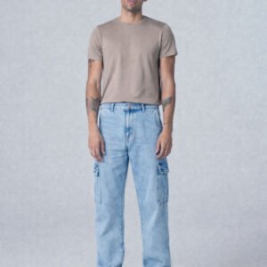Blue Stone Faded Wash Cargo Jeans