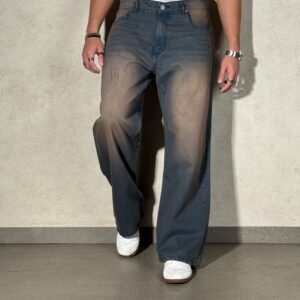 Teal Bronze Baggy Wide Leg Jeans