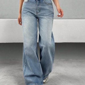 Bling Bleach Wide Leg Jeans