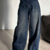 Bold Streak Pannel Wide Leg Jeans