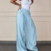 Defined Pleats Wide Leg Pants