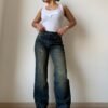 Baddie Vintage Dirty Wash Dad Fit Jeans