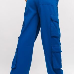 Bright Blue Women's Baggy Straight Cargo Pants