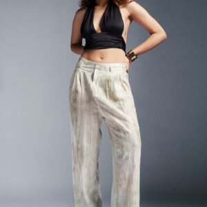 Mellow Beige Sheer Double Button Korean Pants