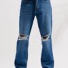 Lapis Blue Distressed Men's Wide Jeans