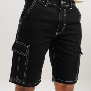 Contrast Stitch Men's Black Shorts