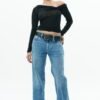 Blue Drip Cropped Baggy Jeans