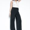 Basic Black Pareo Women's Straight Korean Pants
