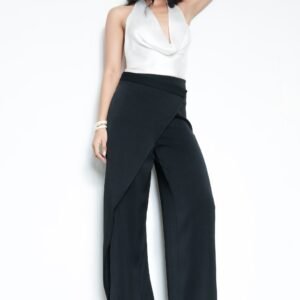 Basic Black Pareo Women's Straight Korean Pants