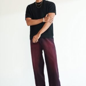 Deep Merlot Men's Baggy Straight Jeans