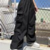 Drawstring Waist Flap Parachute Cargo Trousers
