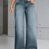 Blue Brushed Wide Leg Jeans