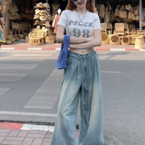 Sporty Glam Baggy Denim Joggers