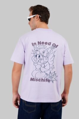 In Need of Mischief Lavender Oversized Fit T-Shirt Men