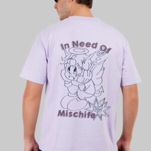 In Need of Mischief Lavender Oversized Fit T-Shirt Men