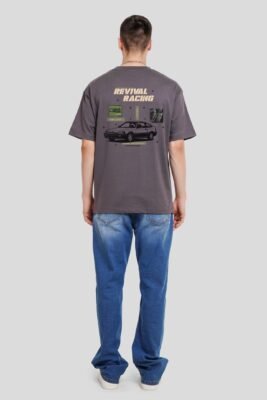 Revival Racing Dark Grey Oversized Fit T-Shirt Men