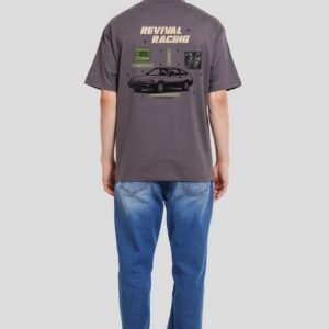 Revival Racing Dark Grey Oversized Fit T-Shirt Men