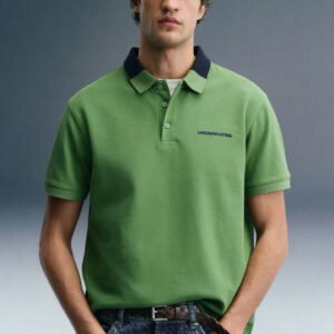 Green Contrast Collar Polo T-Shirt
