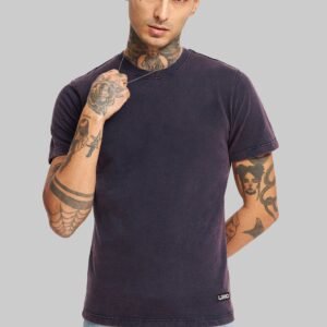 Solid Navy Blue Acid Washed Tee