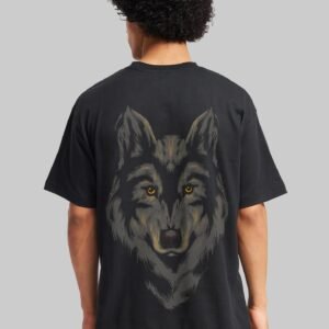 Wolf Black Oversized Fit T-Shirt Men