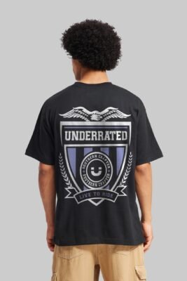 Live To Ride Black Oversized Fit T-Shirt Men