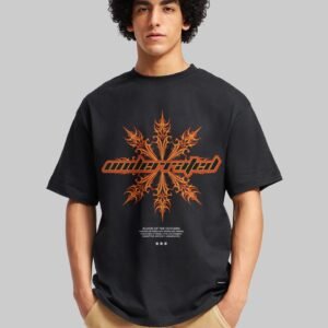 Gothic Fire Black Oversized Fit T-Shirt Men