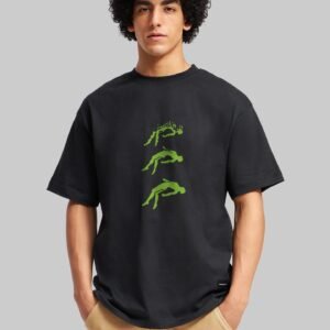 Freefall Black Oversized Fit T-Shirt Men