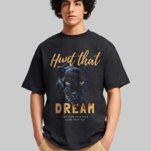 Hunt That Dream Black Oversized Fit T-Shirt Men