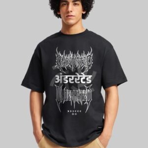 Firerated Black Oversized Fit T-Shirt Men