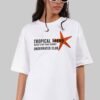 Tropical Starfish White Oversized Fit T-Shirt Women