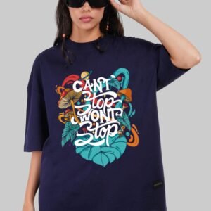Unstoppable Navy Blue Baggy Fit T-Shirt Women