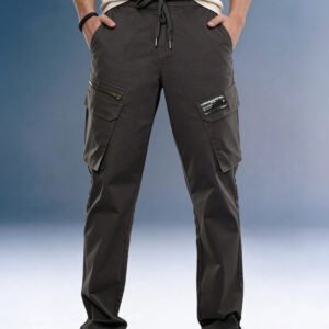 Dark Grey Mid Rise Regular Fit 6 pocket Men's Cargo