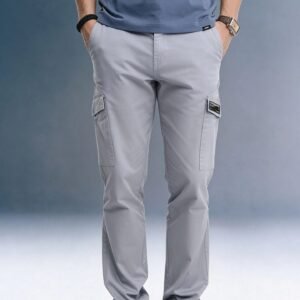 Grey Mid Rise Regular Fit 6 pocket Men's Cargo