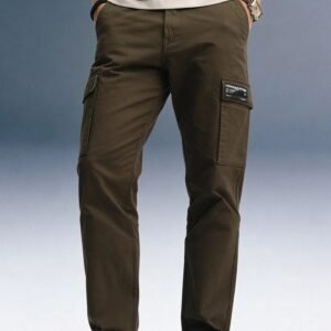 Olive Mid Rise Regular Fit Men's Cargo