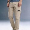 Beige Mid Rise Regular Fit 6 pocket Men's Cargo