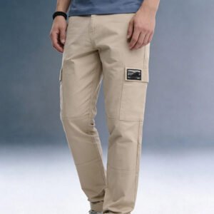 Beige Mid Rise Regular Fit 6 pocket Men's Cargo