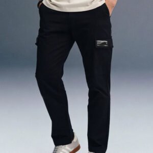 Black Mid Rise Regular Fit Men's Cargo