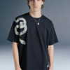 Snake Print Black Oversized T-shirt Men