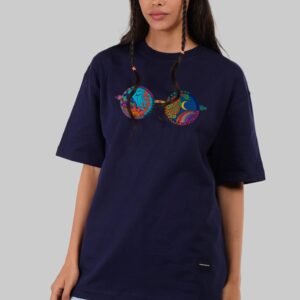 Day Night Shades Navy Blue Oversized Fit T-Shirt Women