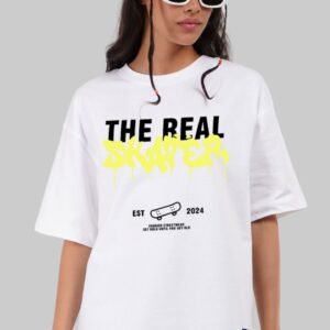 The Real Skater White Oversized Fit T-Shirt Women