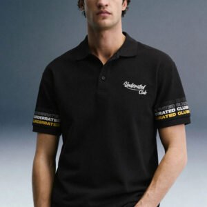 Black Sleeve Logo Print Polo T-Shirt
