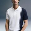 White Colourblocked Polo T-Shirt