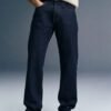 Dark Blue Washed Men's Straight Jeans