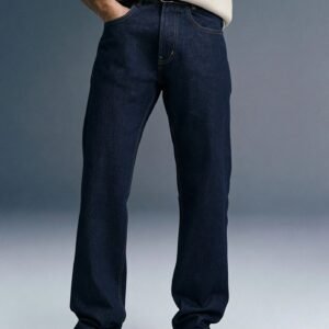 Dark Blue Washed Men's Straight Jeans