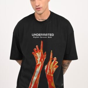 Stylish Sensual Bold Black Baggy Fit T-shirt Men